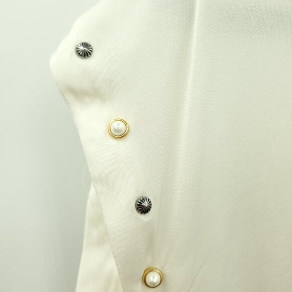 Sandro Sandro Paris Courbe Studded Blouse Top 6US/2/M White Cotton - Picture 5 of 14